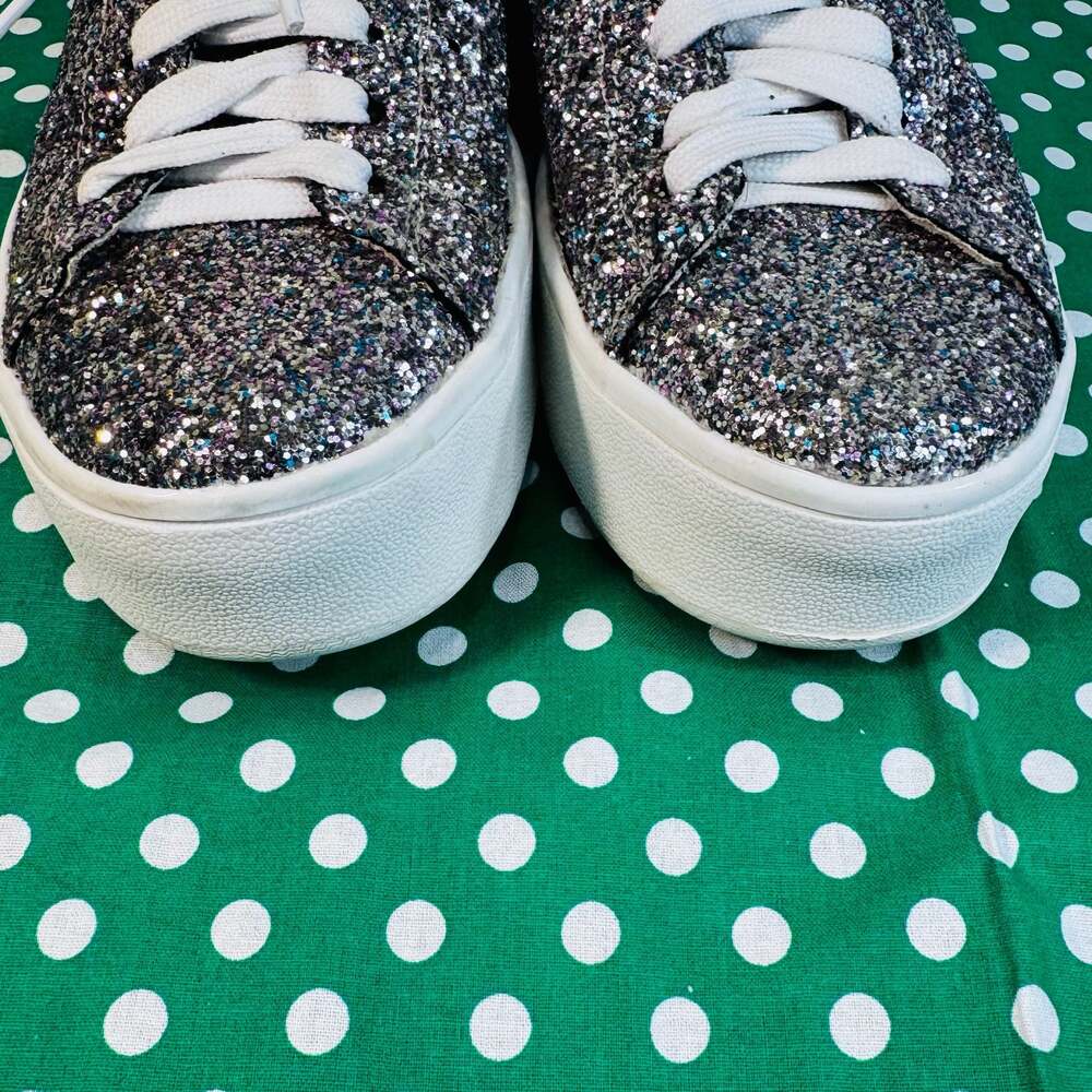 J. Adams Hero Platform Sneakers for Women Glitter Silver 7.5 - Picture 5 of 9